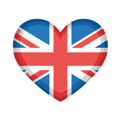 Obraz premium Heart Shape Featuring the National Flag of the United Kingdom with Red, White, and Blue Colors