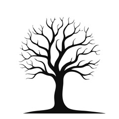 Obraz premium Silhouette of a bare tree on black background, minimalist design with dark tones emphasizing nature and organic forms