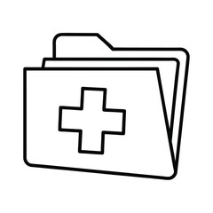 Medical file folder cross symbol professional line art Vector illustration