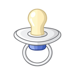 Illustration of a Baby Pacifier for Soothing and Comfort, Nipple Shape and Handle, White and Blue