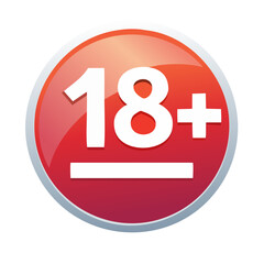 Fototapeta premium Age Restriction Symbol Eighteen Plus Sign in Red Circle Graphic with Line, Access Control Adult Only