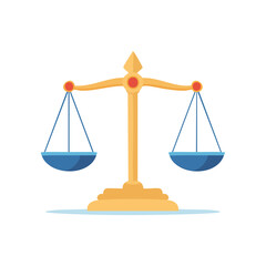 Gold and Blue Scales of Justice Balance Weights on Black Background