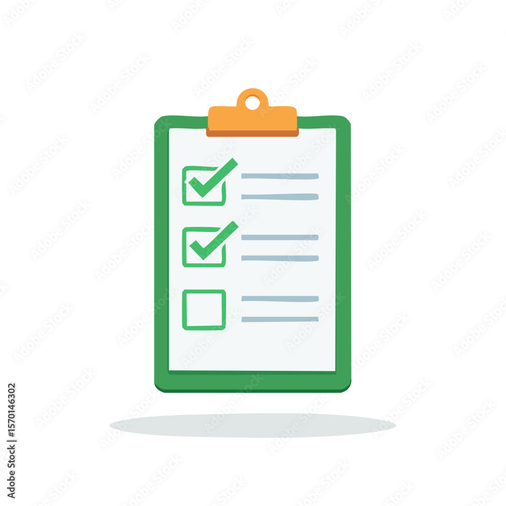 Poster Clipboard Checklist Form with Checkmarks and Empty Box Tasks To Do List Flat Vector