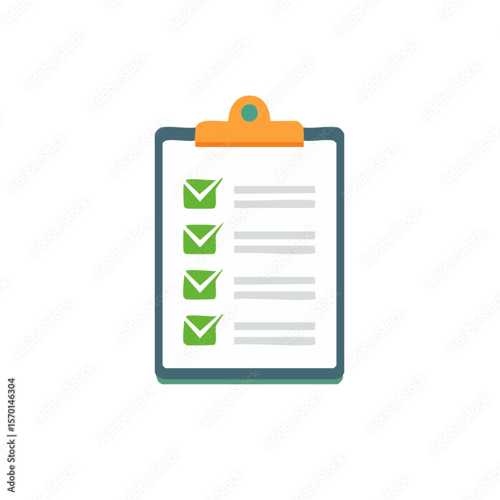 Poster Clipboard with Checkmarks Representing Task Completion or Approval Process on Isolated Background
