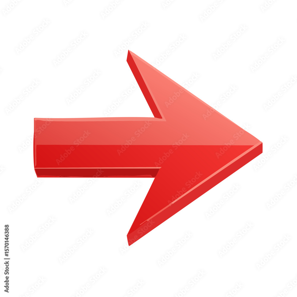 Poster red arrow pointing right for navigation or direction on a black background to indicate forward motio