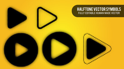Halftone Vector Set Of Play Button