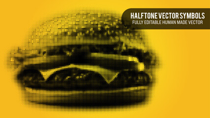 Halftone Vector Set Of A Hamburger