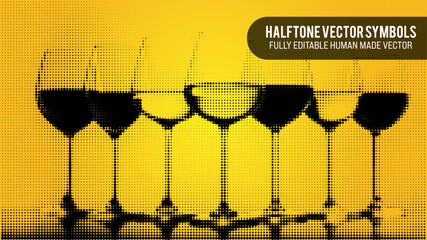 Halftone Vector Set Of Wine