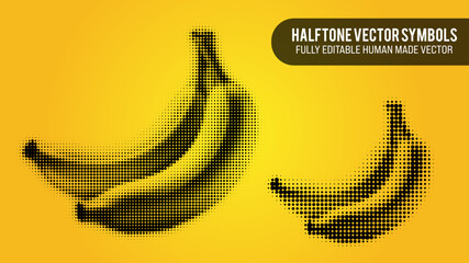 Halftone Vector Set Of A Banana