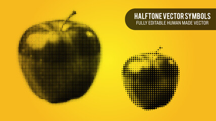 Halftone Vector Set Of An Apple