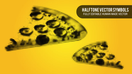 Halftone Vector Set Of Pizza