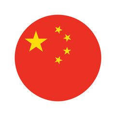 Circular Graphic of the Chinese National Flag Featuring Red Field and Yellow Stars on Black Background