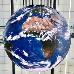 Globe on the world map shows Africa