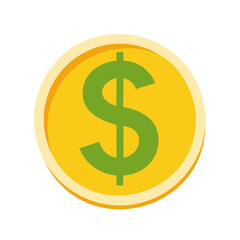 Obraz premium Simple Graphic of a Gold Coin with a Green Dollar Sign on a Black Background