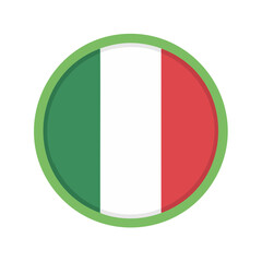 Italian Flag Icon Simple Design Flat Illustration Round Shape National Symbol Representation Green White Red Colors