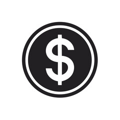 Fototapeta premium Dollar symbol on a black round background represents money, finance and currency.