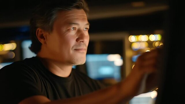 Technician Labeling Rack in Datacenter with Server Equipment