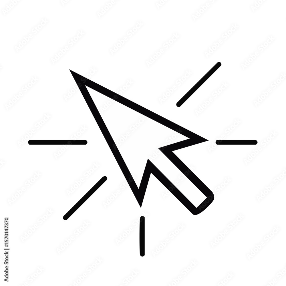 Poster white arrow cursor pointing in black background for website user interface design