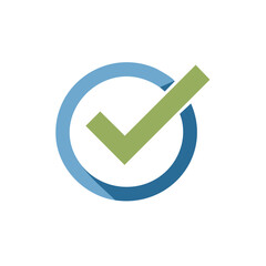 Green check mark inside a blue circle representing success or approval on a dark background