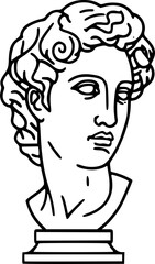 Ancient Male Bust Sculpture Outline Icon