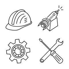 Construction Tools Icon Set for Building and Repair Projects