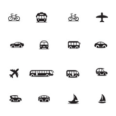 Fototapeta na wymiar Minimalist Transportation Icons – Public & Private Transit Set.