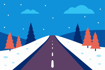 Winter Road Background Generative AI Style