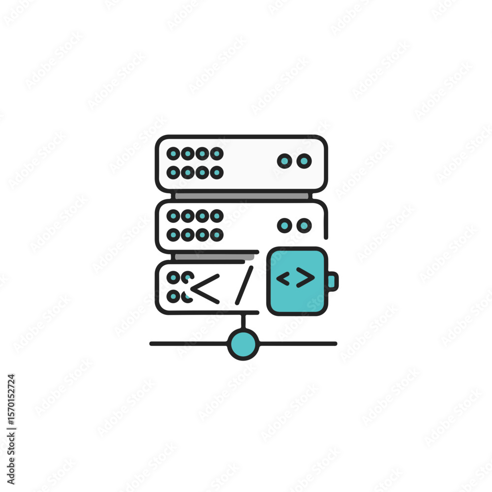 Poster abstract server architecture represented with line art style