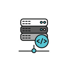 Modern Illustration of a Server Stack and Code Symbol. 