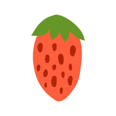 Cute hand drawn colorful strawberry isolated on white background. Cute garden or forest strawberry.