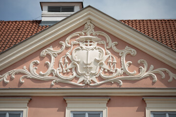 Elaborate Ornate Relief Decoration on Historic Lidzbark Warminski Building, Poland