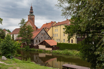 Picturesque Lidzbark Warminski Townscape with River and Historic Buildings, Poland