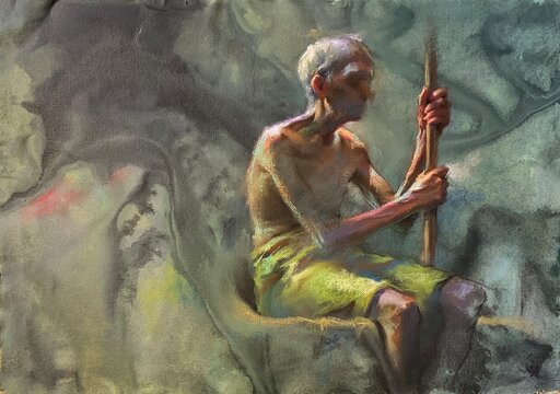 Impressionist Elderly Man Cave