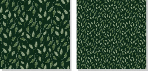 Green leaves seamless pattern.  Botanical nature seamless vector background for fabric, textile, scrapbook, wallpaper and interior decor