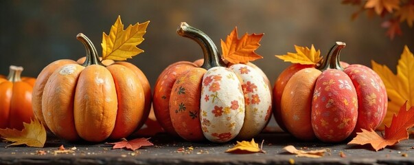 Charming Patchwork Pumpkins Whimsical Autumn Decor with Colorful Fabric and Yarn