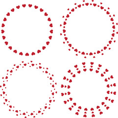 Red hearts radial frame collection