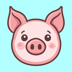 Adobe Illustrator ArtworkAdorable cartoon pig with a sweet expression and pink details