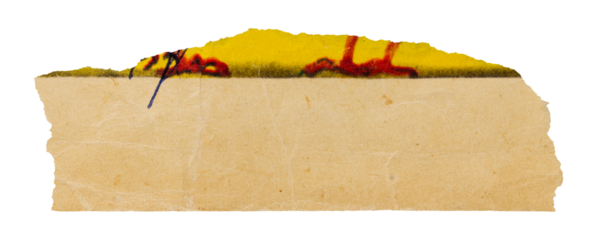 Torn stripe of old yellowed page, tear piece of sheet from vintage paper magazine