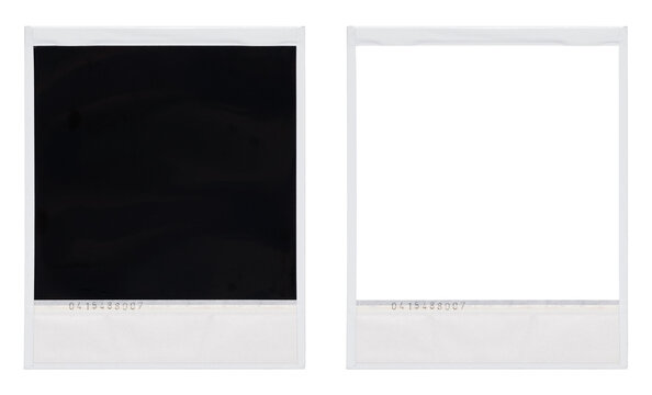 Back side of instant picture, polaroid photo frame isolated