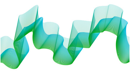 Abstract Wave Background Design Green Cyan Gradient Stylized Lines Art Vector Illustration
