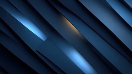 Obraz premium Layers of dark blue geometric shapes create an abstract composition with varying angles and highlights. The interplay of light and shadow adds depth, evoking a modern aesthetic.