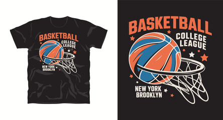 T-shirt Design with basketball slogan typography graphic design illustration vector, t-shirt print, sports, vintage,college league,New york,Brooklyn