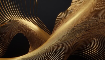 abstract golden line on black background illustration 3d rendering illustration not ai