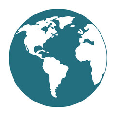 Teal Globe With White Continents world map earth