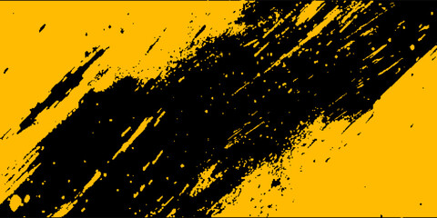 Black and yellow abstract background with brushstroke style. Vector illustration