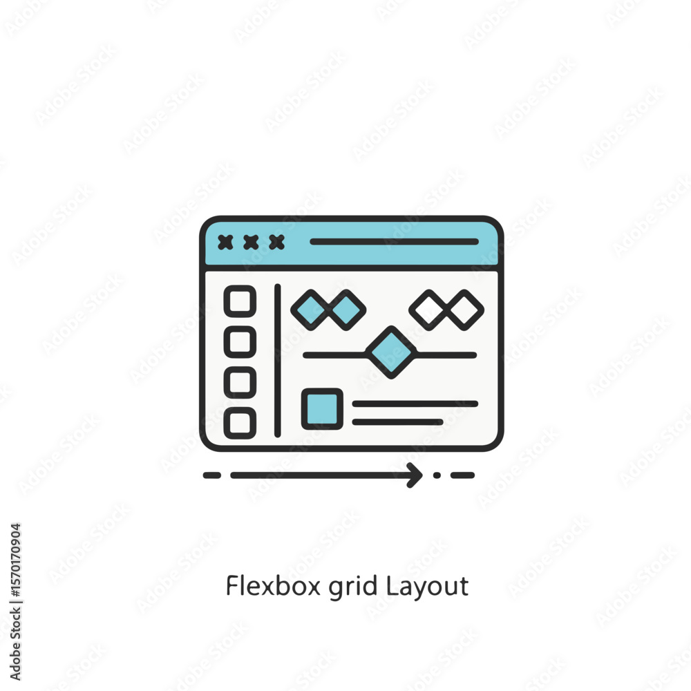 Fototapete Web Design Flexbox Grid Layout Icon