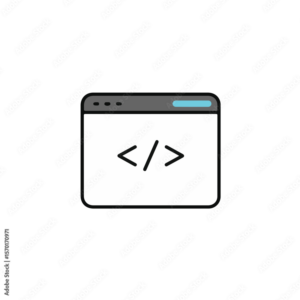 Fototapete An illustrated symbol of coding on a web browser window, set against a background.