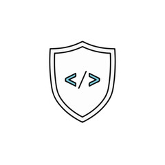 Shield icon with angle bracket symbol.