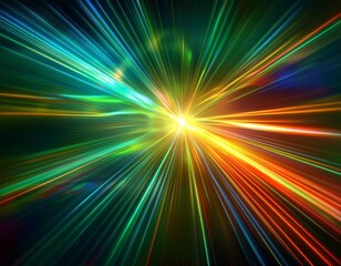 green glow blur radiance multicolored orange blue yellow lines sparks lens flare on bokeh light abstract optical background