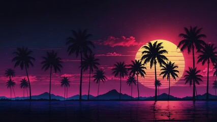 Stylized abstract: bold linear gradient in retrowave colors with subtle geometric patterns.